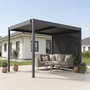 Voir la diapositive 2 : Habitat et Jardin Pergola bioclimatique avec led et store en aluminium  Windsor premium  - 3 x 4 m - Gris