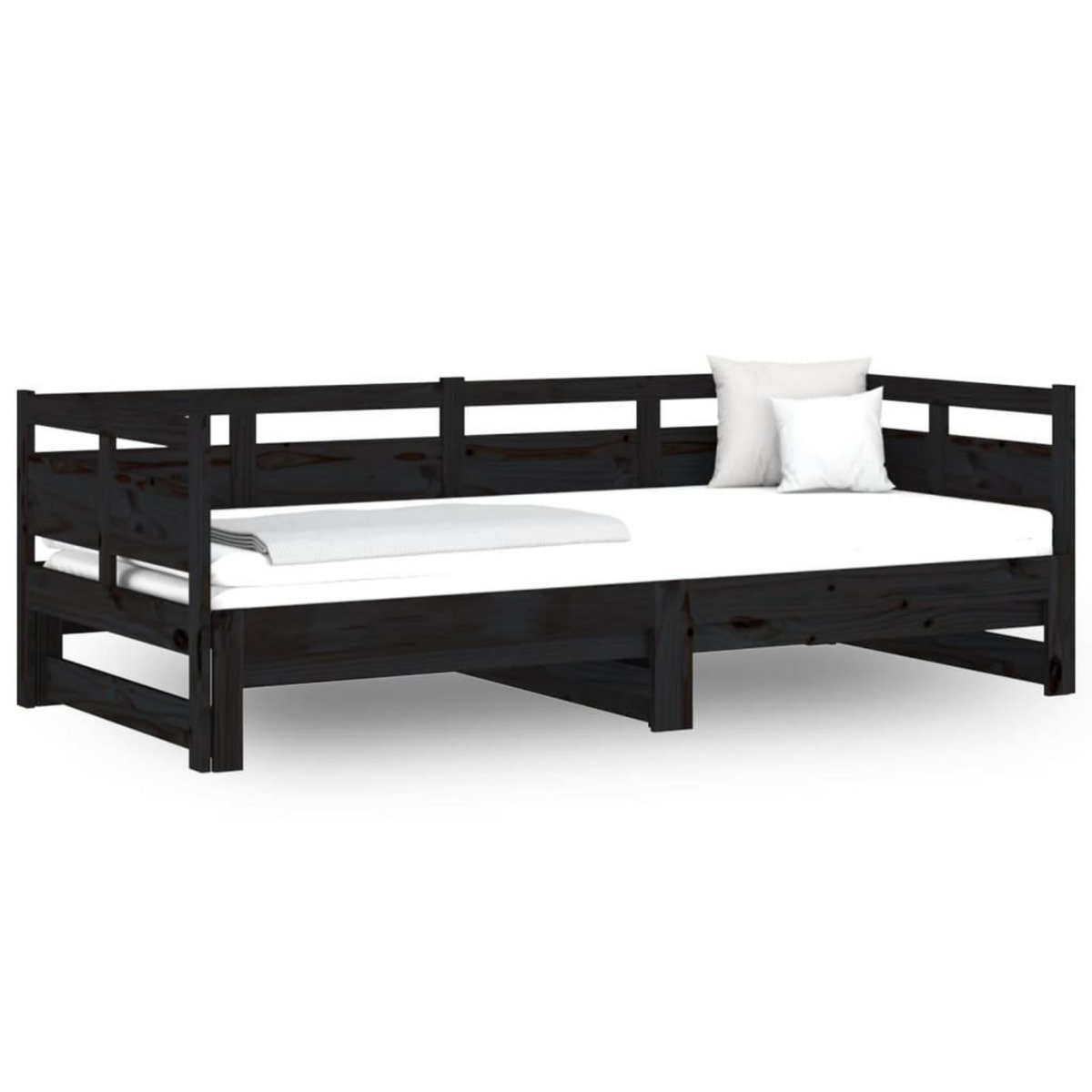 VIDAXL Lit coulissant sans matelas noir 2x(90x190) cm