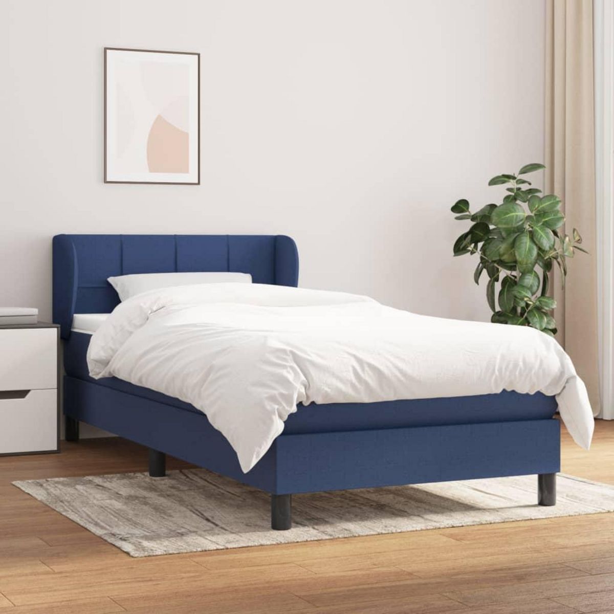 VIDAXL Sommier a lattes de lit avec matelas Bleu 80x200 cm Tissu