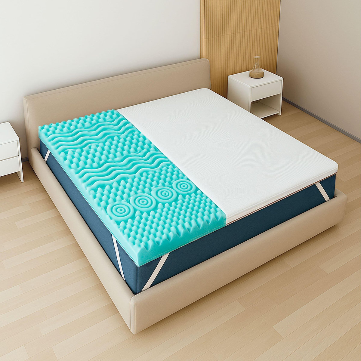 THE WHITE STONE Surmatelas 80x190 en Mémoire de Forme 9 Zones Différenciées | Hauteur 5 cm | Tissu Hypoallergénique Pure Déhoussable | Surmatelas Orthopédique | Fabriqué en Italie