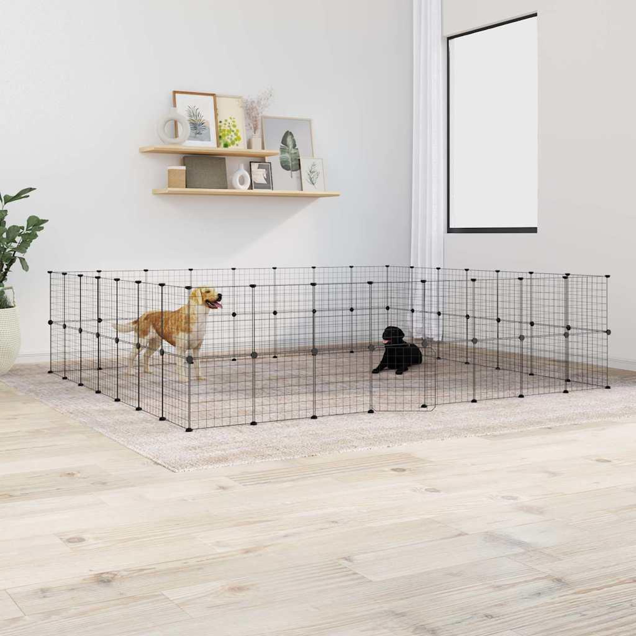VIDAXL Cage animaux de compagnie a 60 panneaux et porte Noir 35x35 cm
