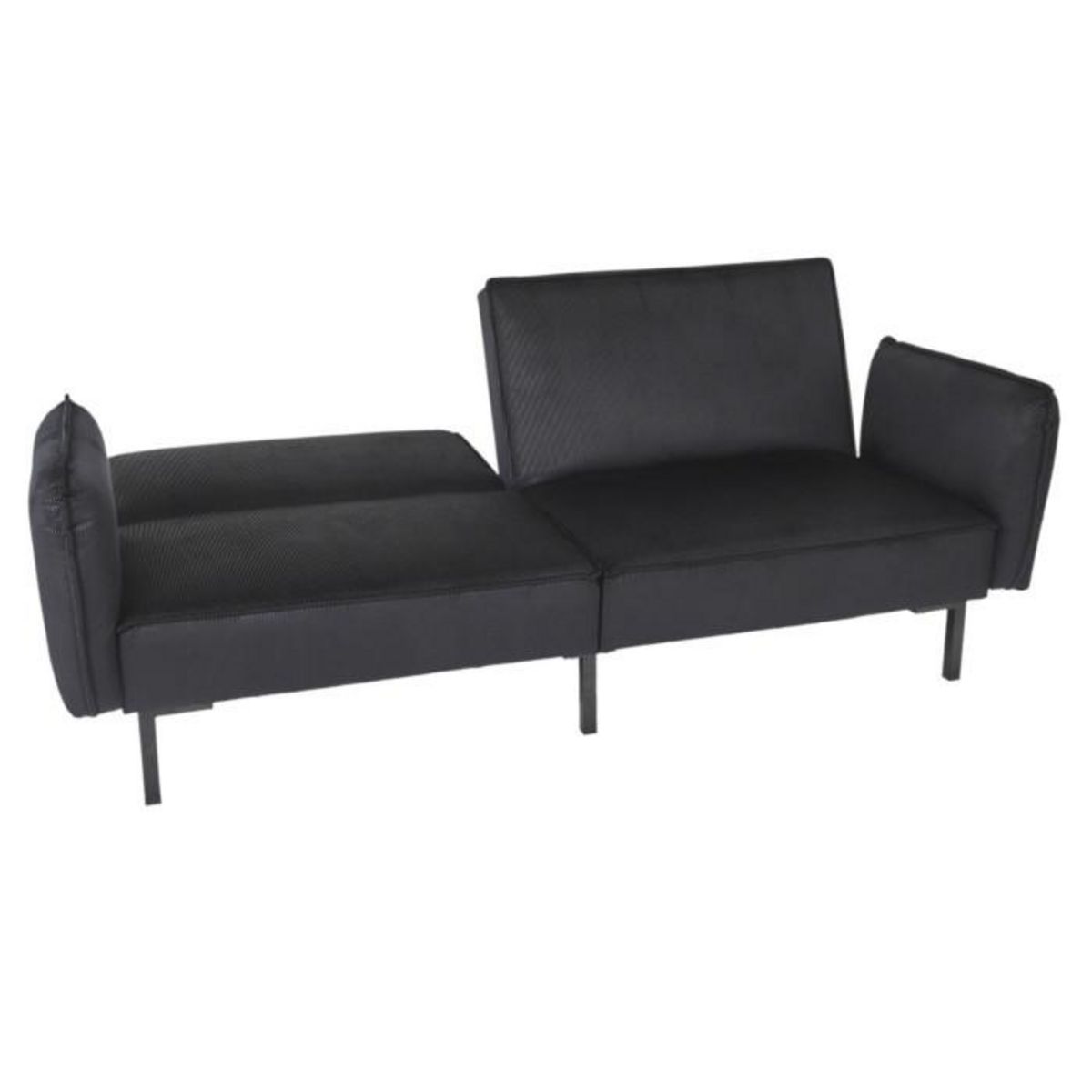 Paris Prix Canapé Convertible en Velours  Giulia  198cm Noir