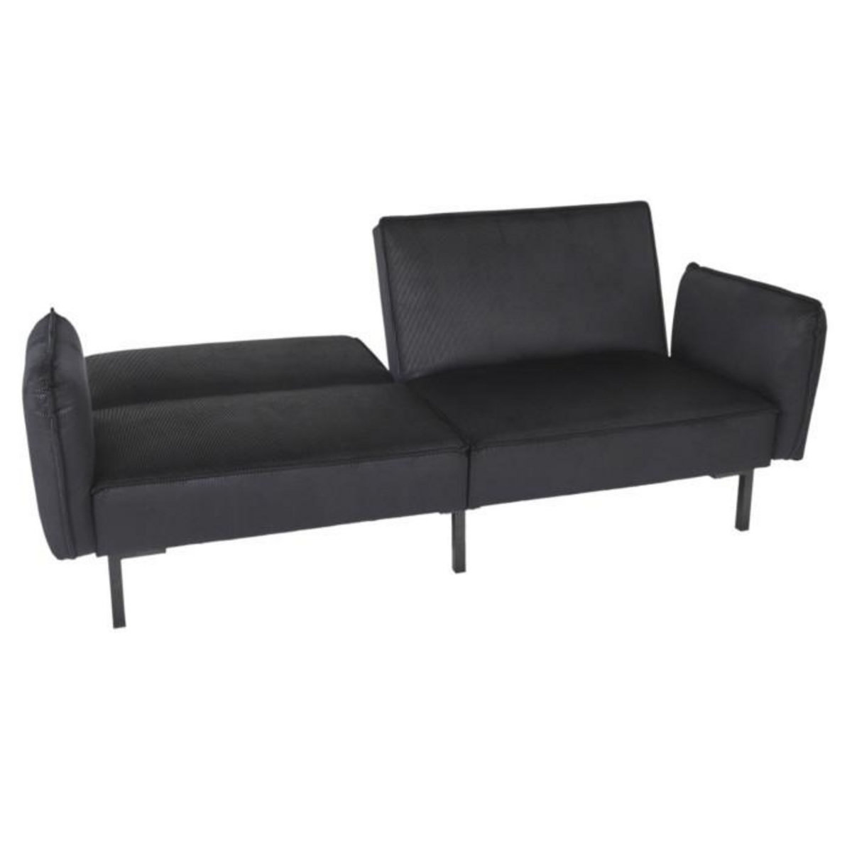 Paris Prix Canapé Convertible en Velours  Giulia  198cm Noir