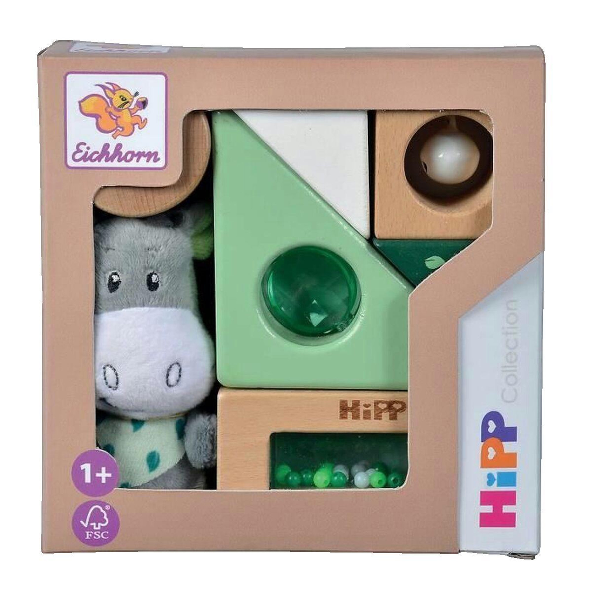 Eichhorn Jouet musical Eichhorn EH Baby Hipp en bois avec peluche