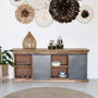 Voir la diapositive 5 : Rendez vous déco Grand buffet en bois et métal 3 portes 3 tiroirs-Tabuk