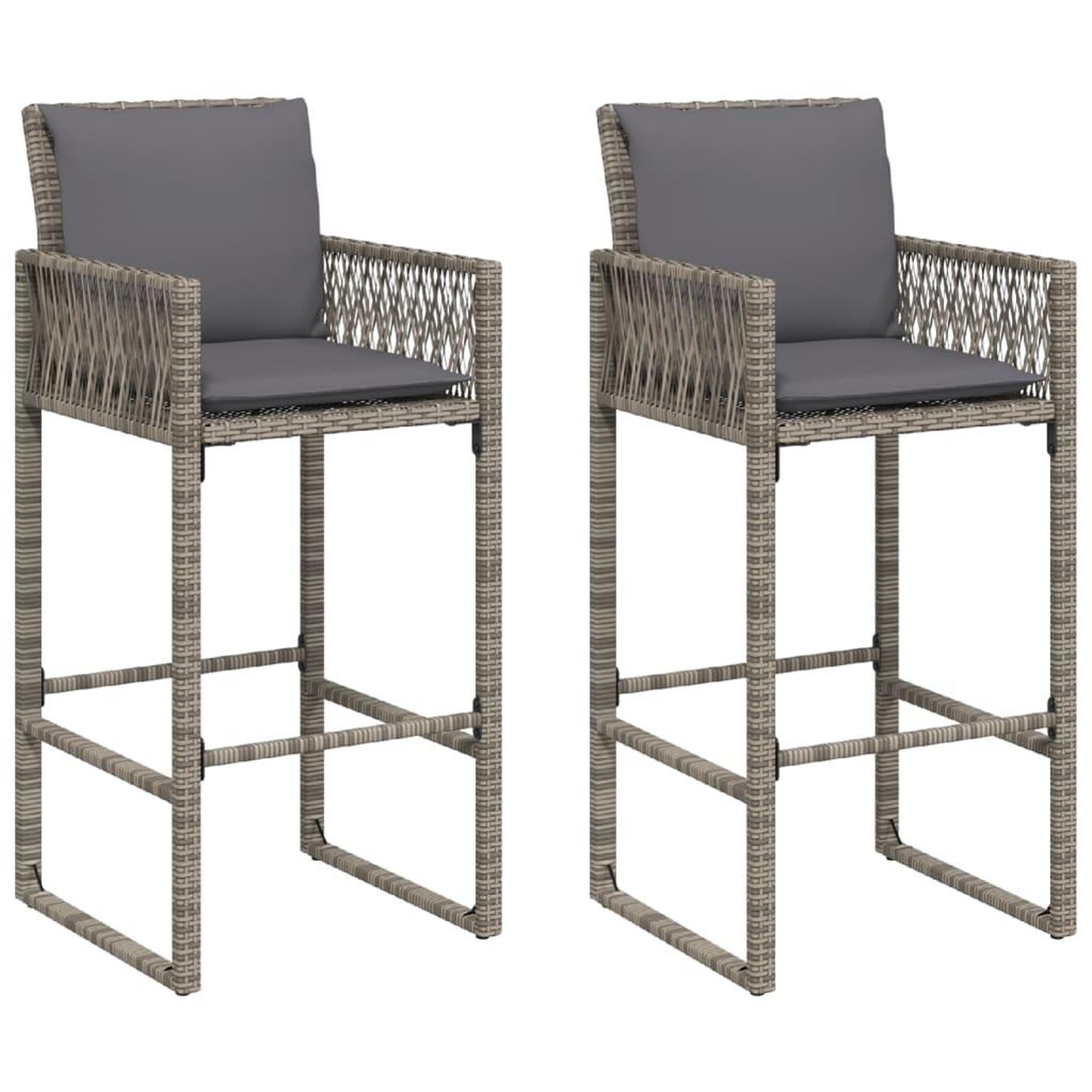 Voir la diapositive 2 : VIDAXL Tabourets de bar jardin coussins lot de 2 gris resine tressee