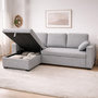 Voir la diapositive 4 : CONCEPT USINE Canapé d'angle convertible 3 places avec coffre en tissu gris CELBRIDGE