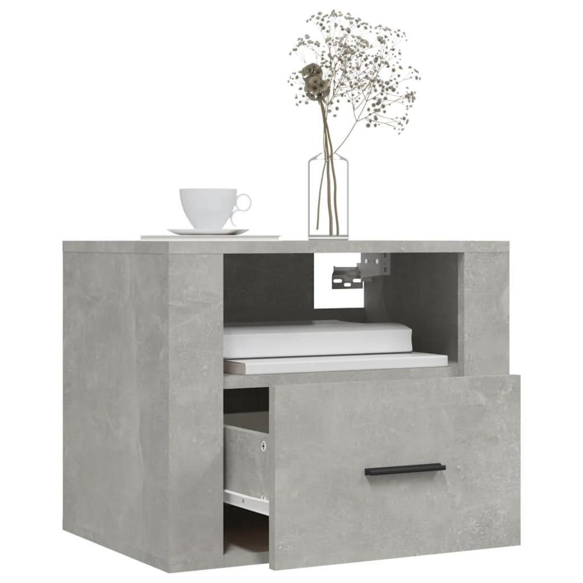 VIDAXL Table de chevet murale Gris beton 50x36x40 cm