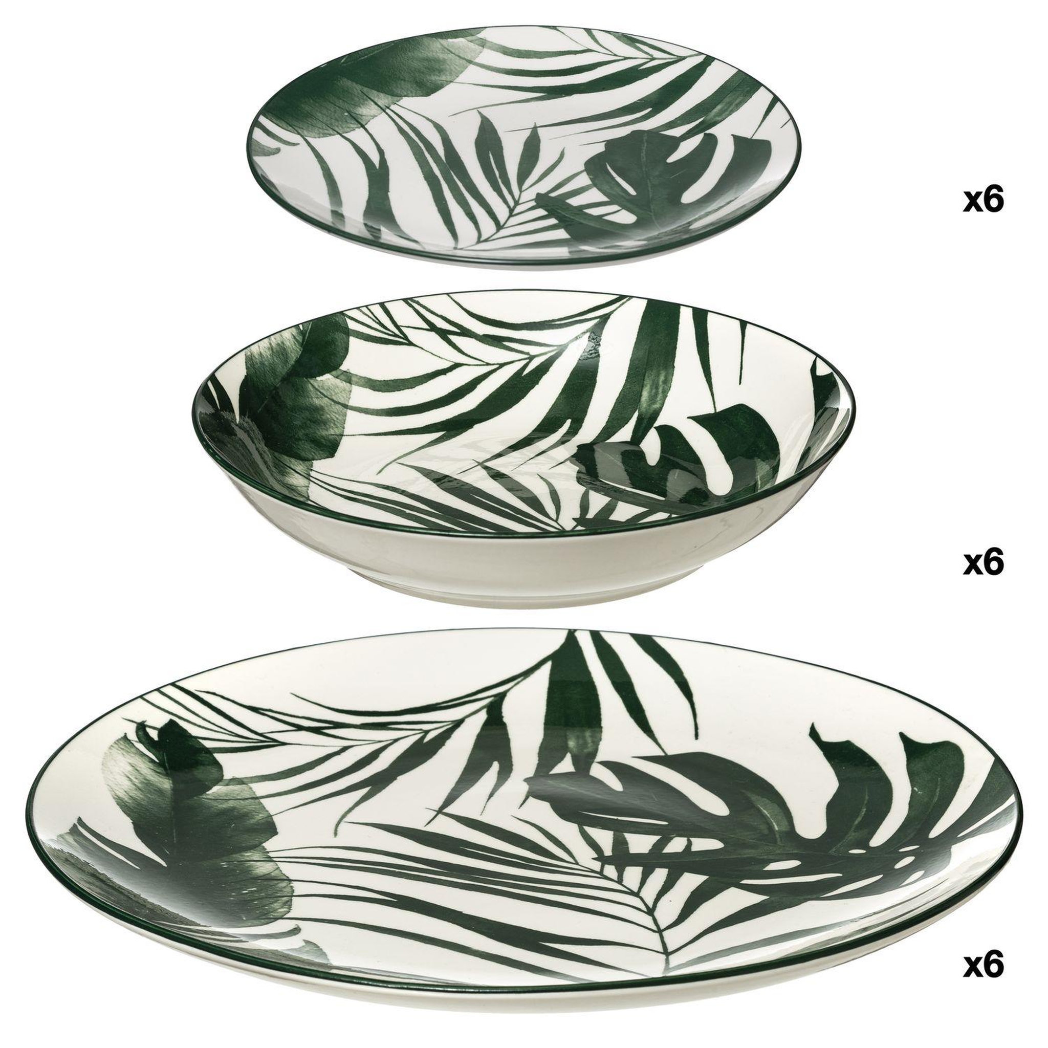 Voir la diapositive 5 : SECRET DE GOURMET Service vaisselle 18 pièces palme - vert