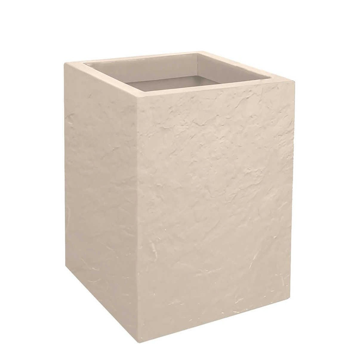 Eda Jardinière carrée Volcania Up effet pierre 21 L - Beige calcaire - Eda