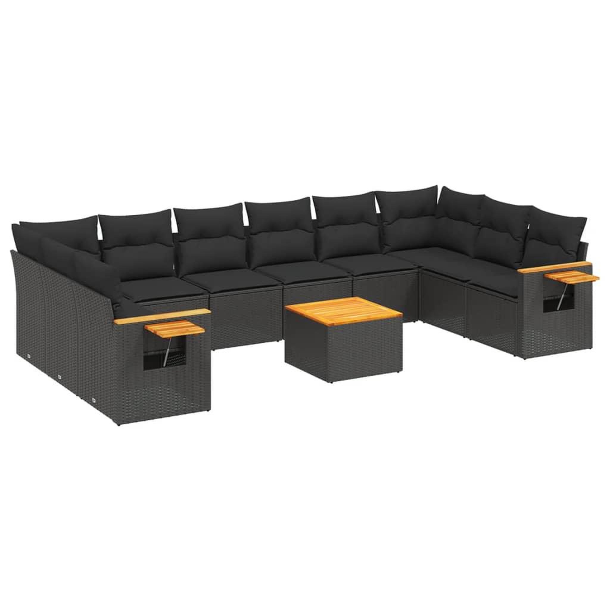 Voir la diapositive 2 : VIDAXL Salon de jardin 11 pcs avec coussins noir resine tressee