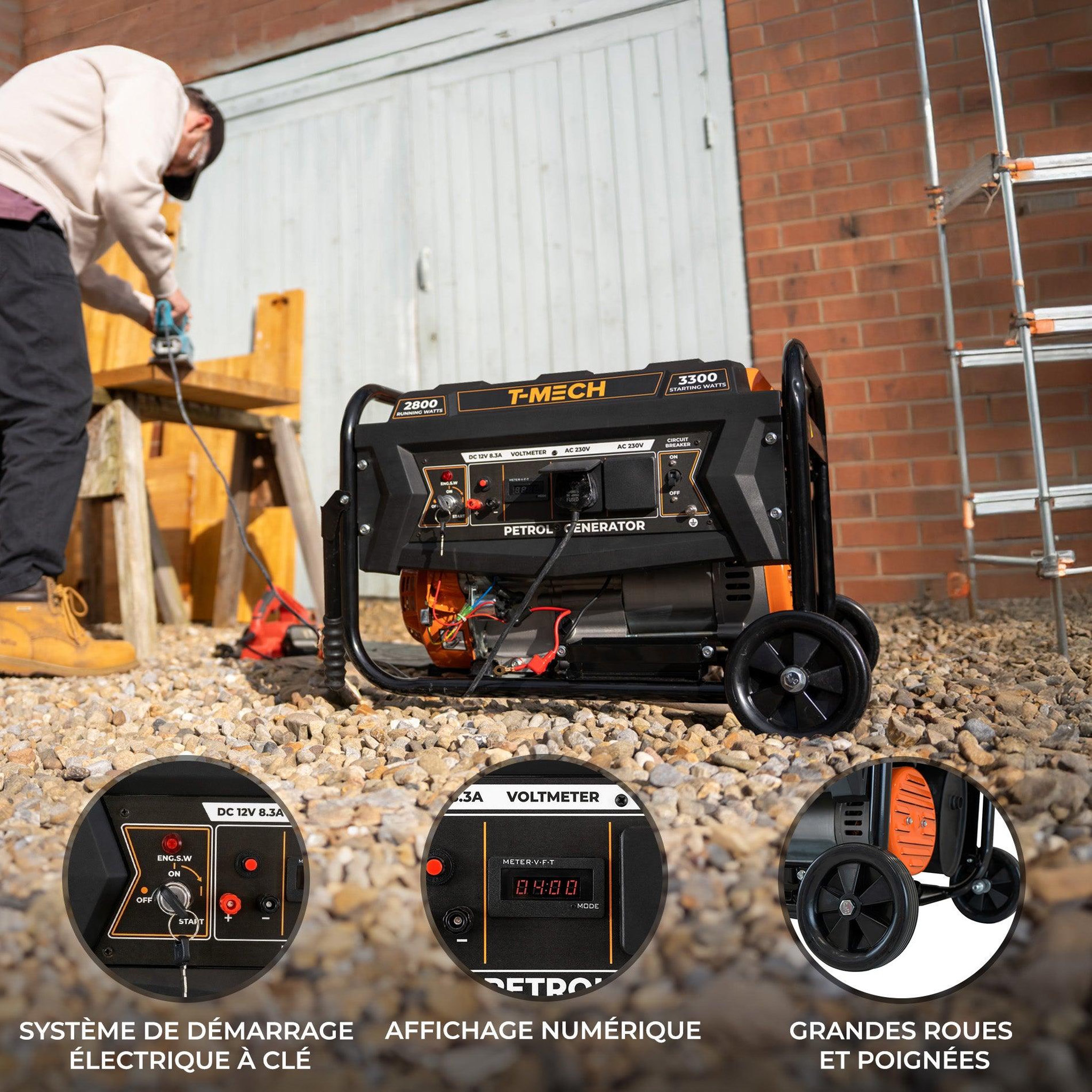Voir la diapositive 2 : T-MECH Générateur à essence 7 cv 3 300 w