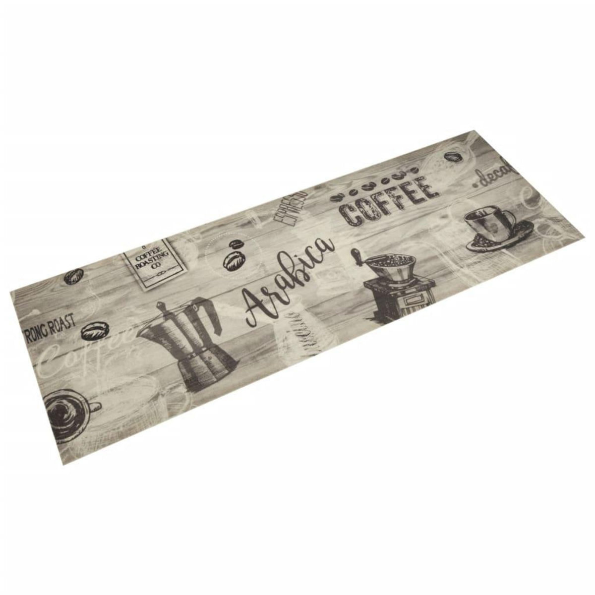 VIDAXL Tapis de cuisine lavable imprime cafe gris 60x180 cm velours