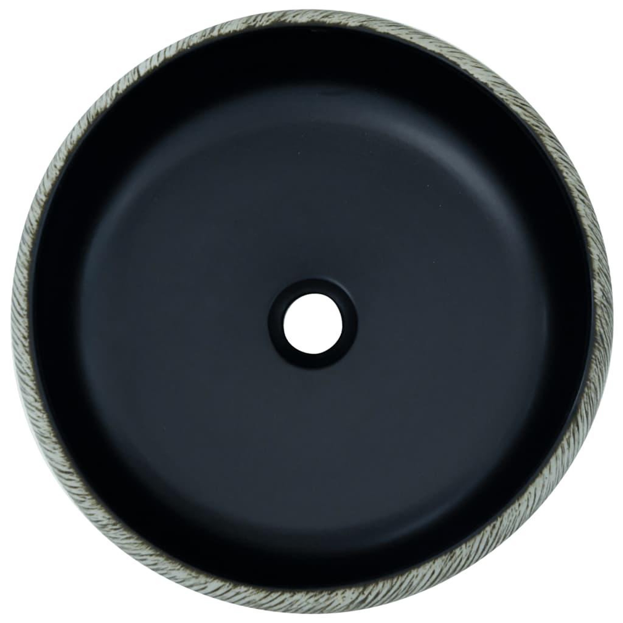 Voir la diapositive 4 : VIDAXL Vasque a poser noir et gris rond Φ41x14 cm ceramique