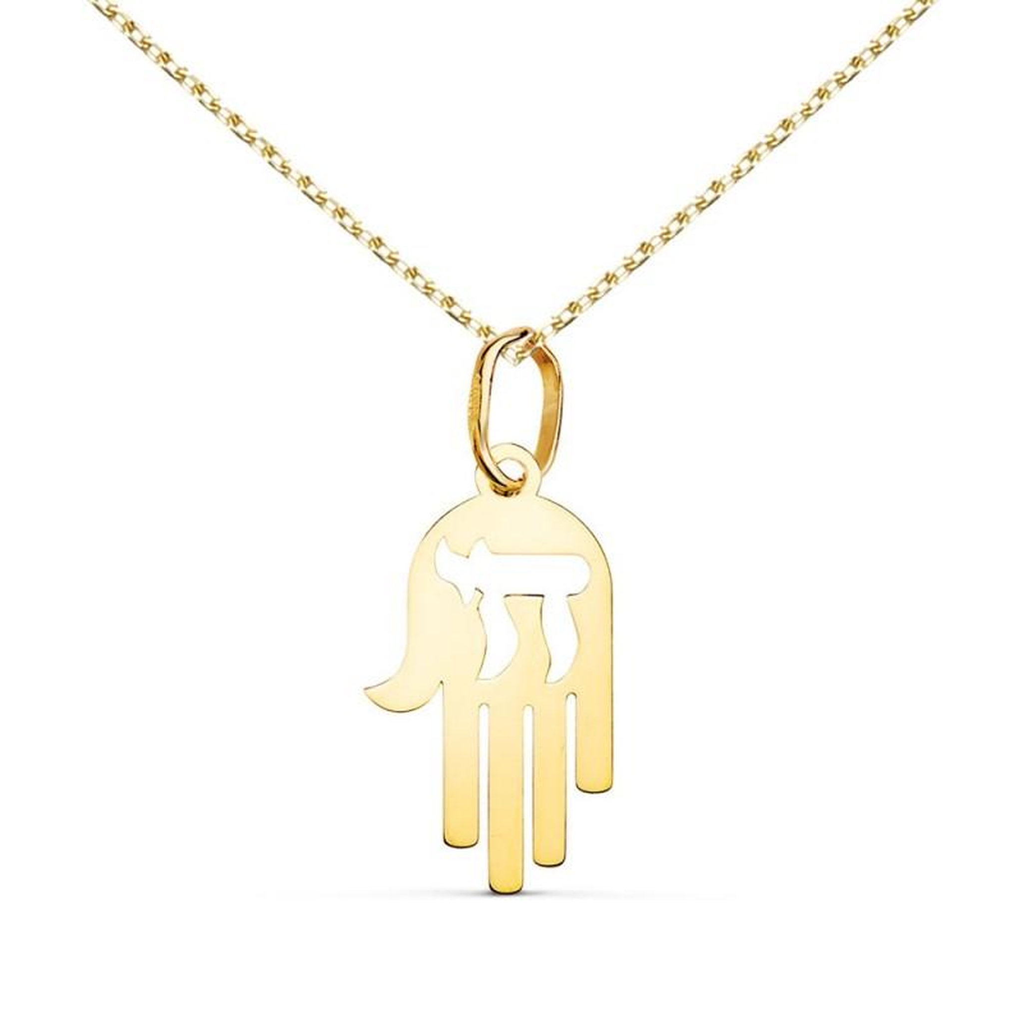 Voir la diapositive 1 : L'ATELIER D'AZUR Collier - Pendentif Or 18 Carats 750/000 Main de la Vie Raï Jaune - Chaine Dorée