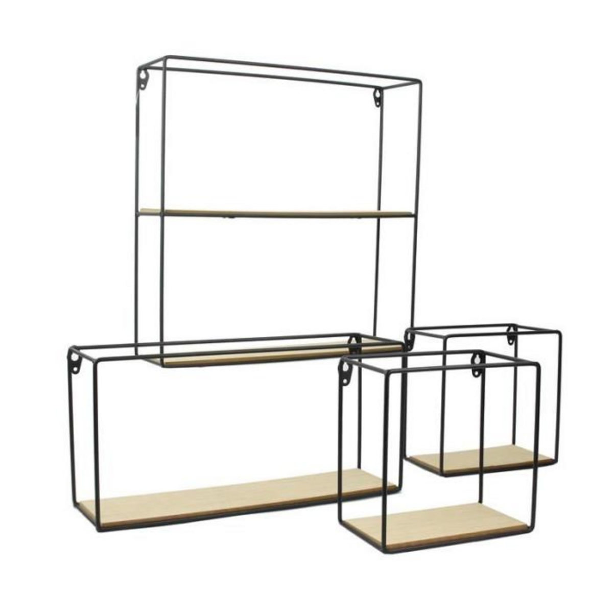 Paris Prix Lot de 4 Étagères Déco  Bois & Métal  38cm Noir