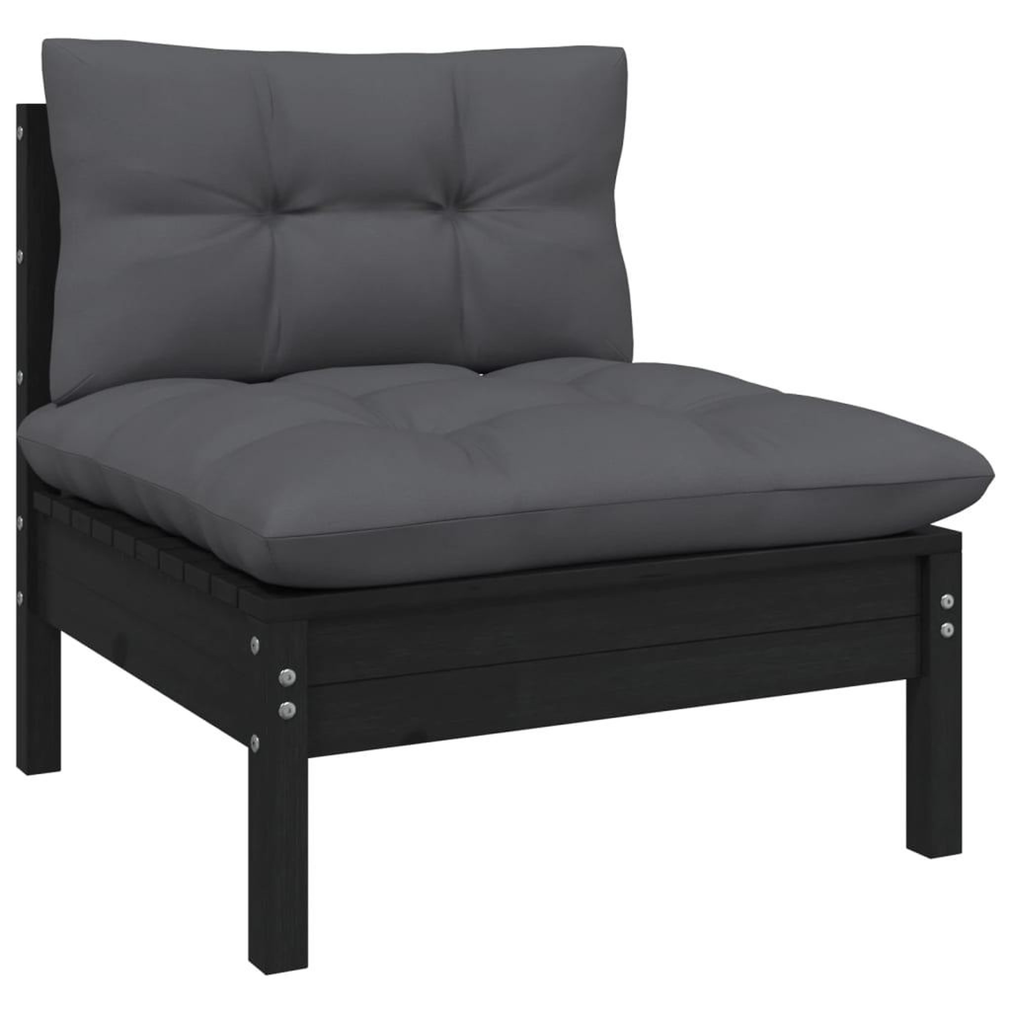 Voir la diapositive 5 : VIDAXL Salon de jardin 5 pcs avec coussins Noir Bois de pin
