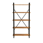 CONCEPT USINE Bibliothèque design en métal - 5 étagères - bois et noir FANI