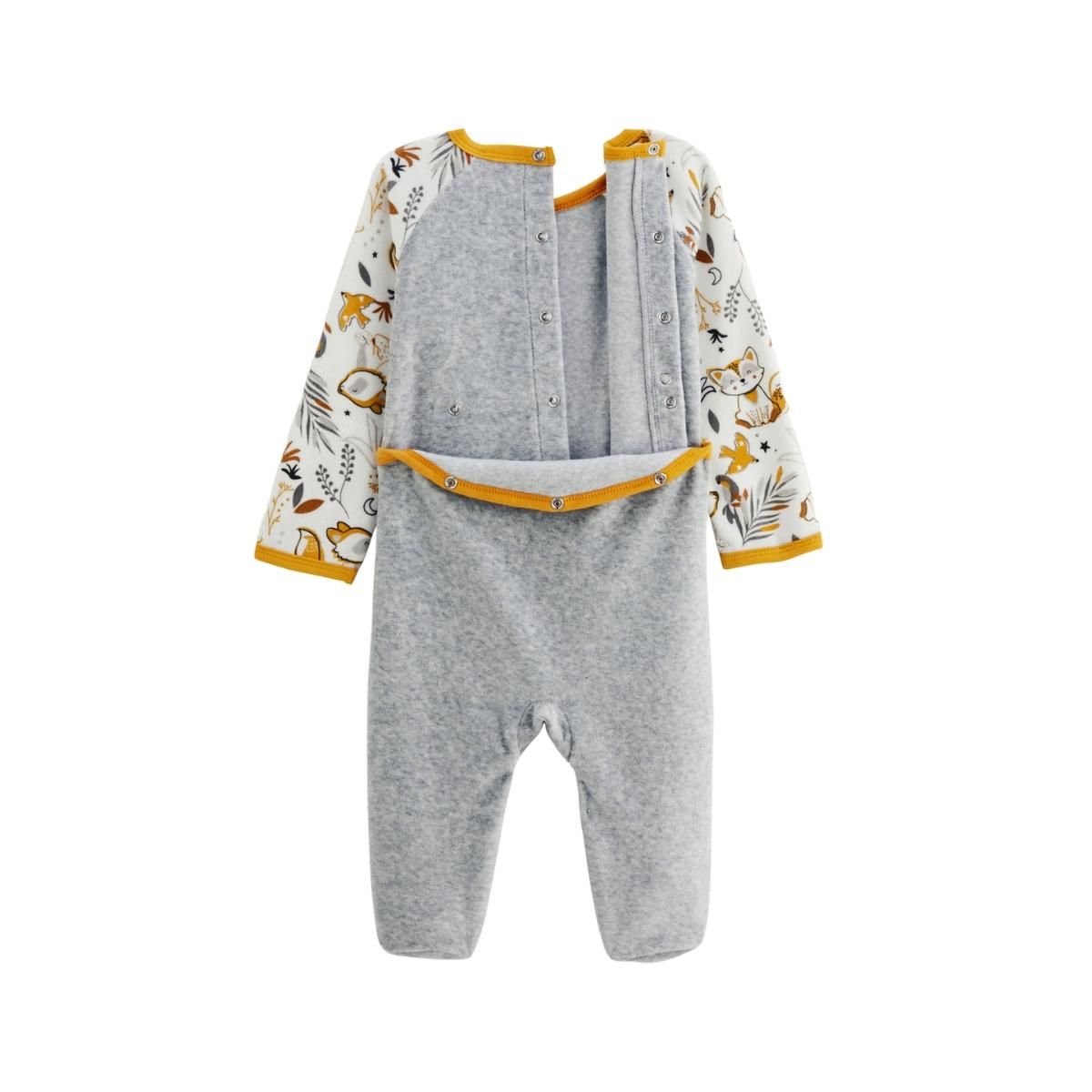 Petit Béguin Pyjama bébé en velours Petit Loup