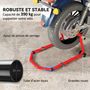 Voir la diapositive 5 : HOMCOM Béquille roue avant arrière charge 390 kg, béquille d'atelier moto avec bras réglable en acier, lève-moto fourche en forme de U + L, pour réparation entretien stockage domicile, rouge