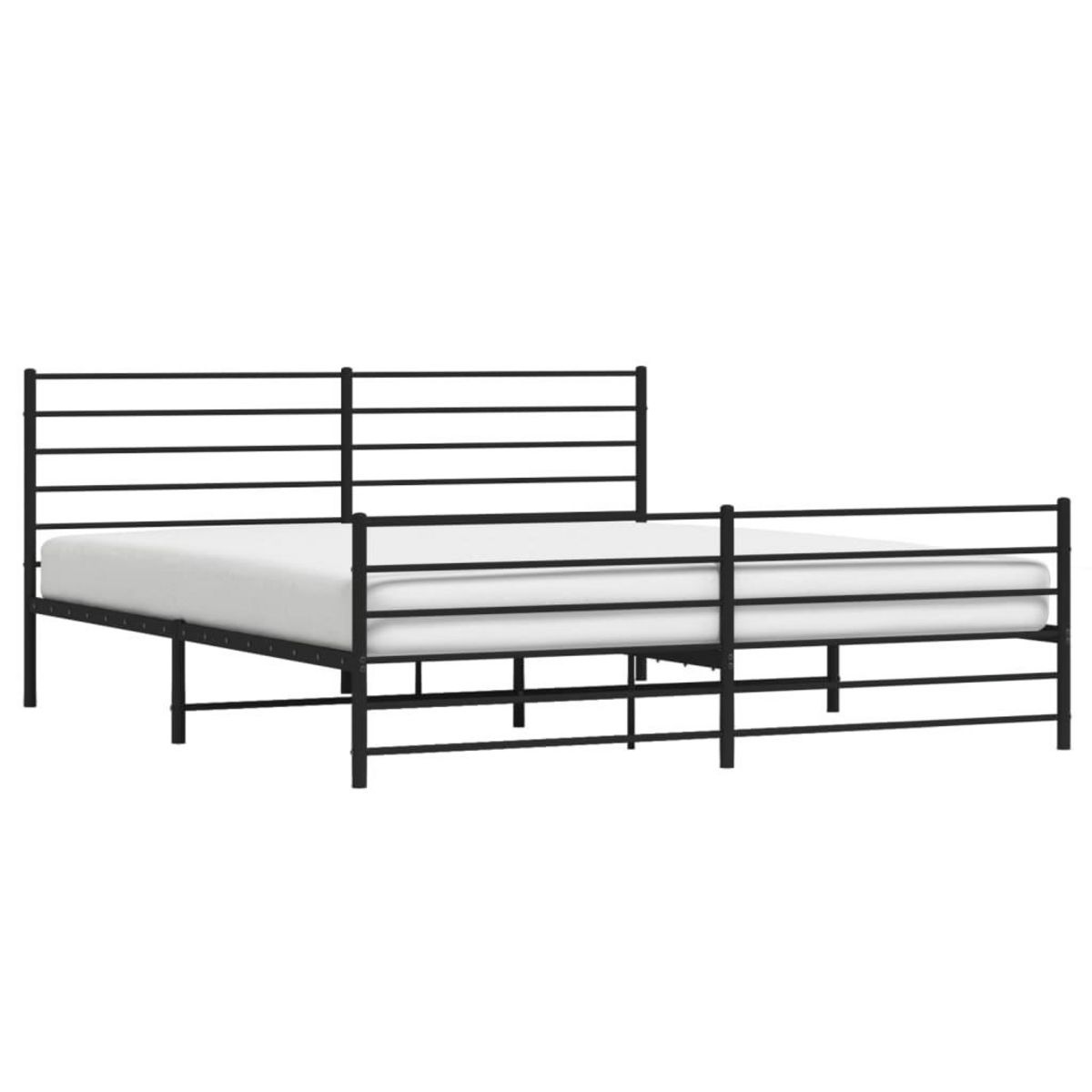 VIDAXL Cadre de lit metal sans matelas avec pied de lit noir 200x200cm