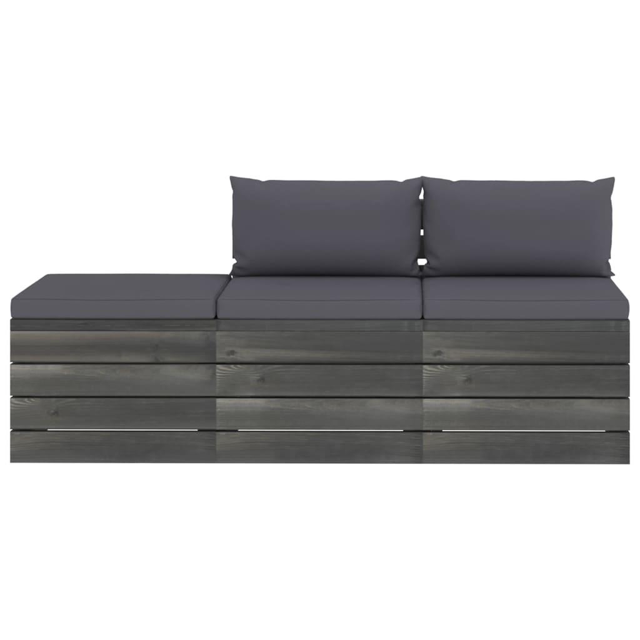 Voir la diapositive 3 : VIDAXL Salon palette de jardin 3 pcs avec coussins Bois de pin massif