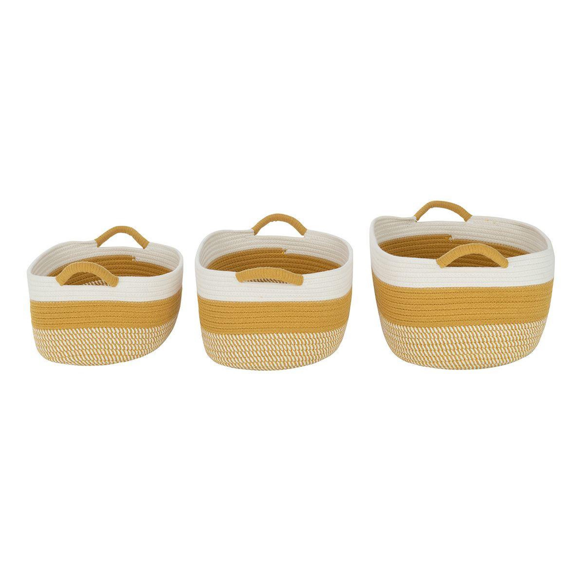 Voir la diapositive 2 : J-LINE Lot de 3 Paniers de Rangement  Sami  42cm Ocre