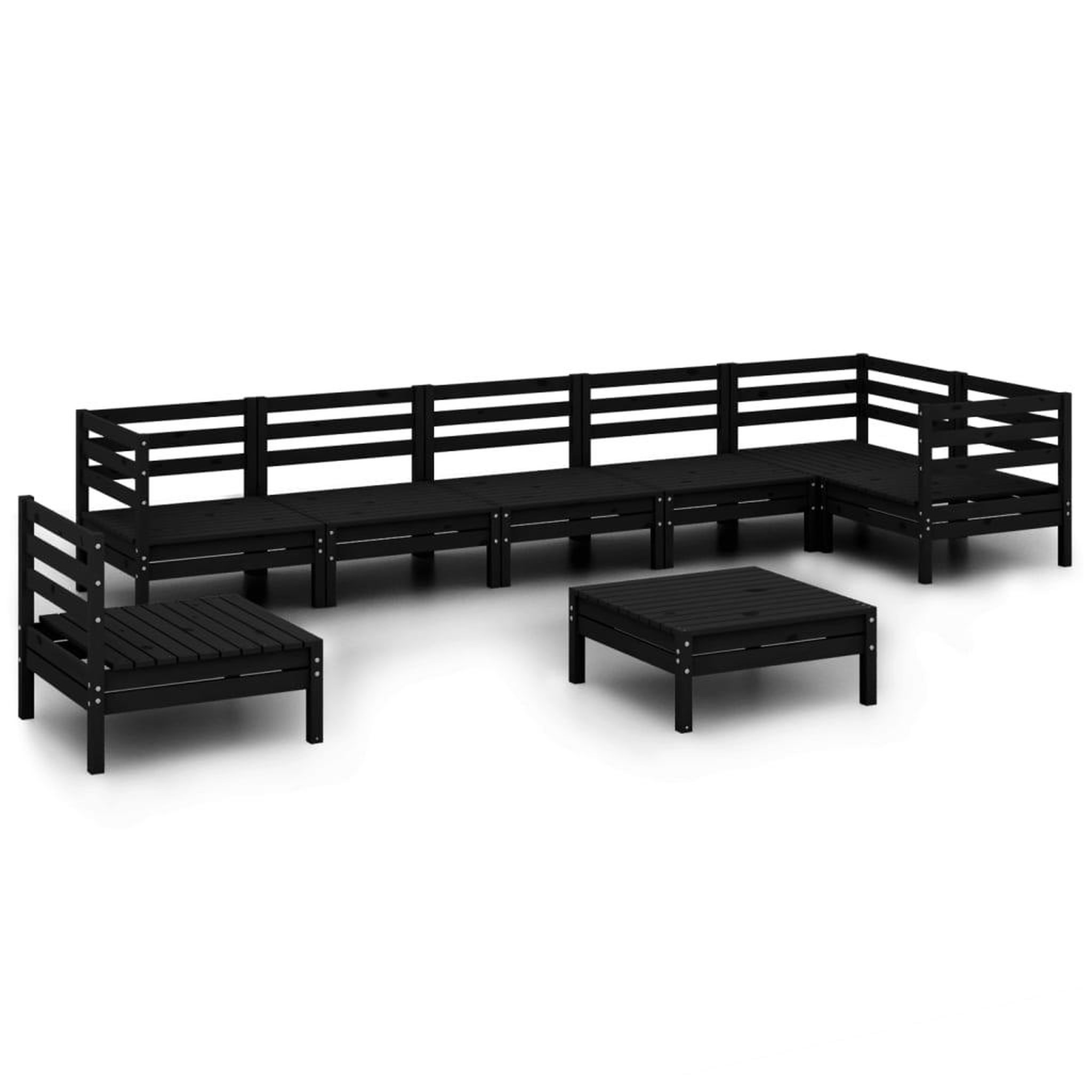 Voir la diapositive 2 : VIDAXL Salon de jardin 8 pcs Bois de pin massif Noir