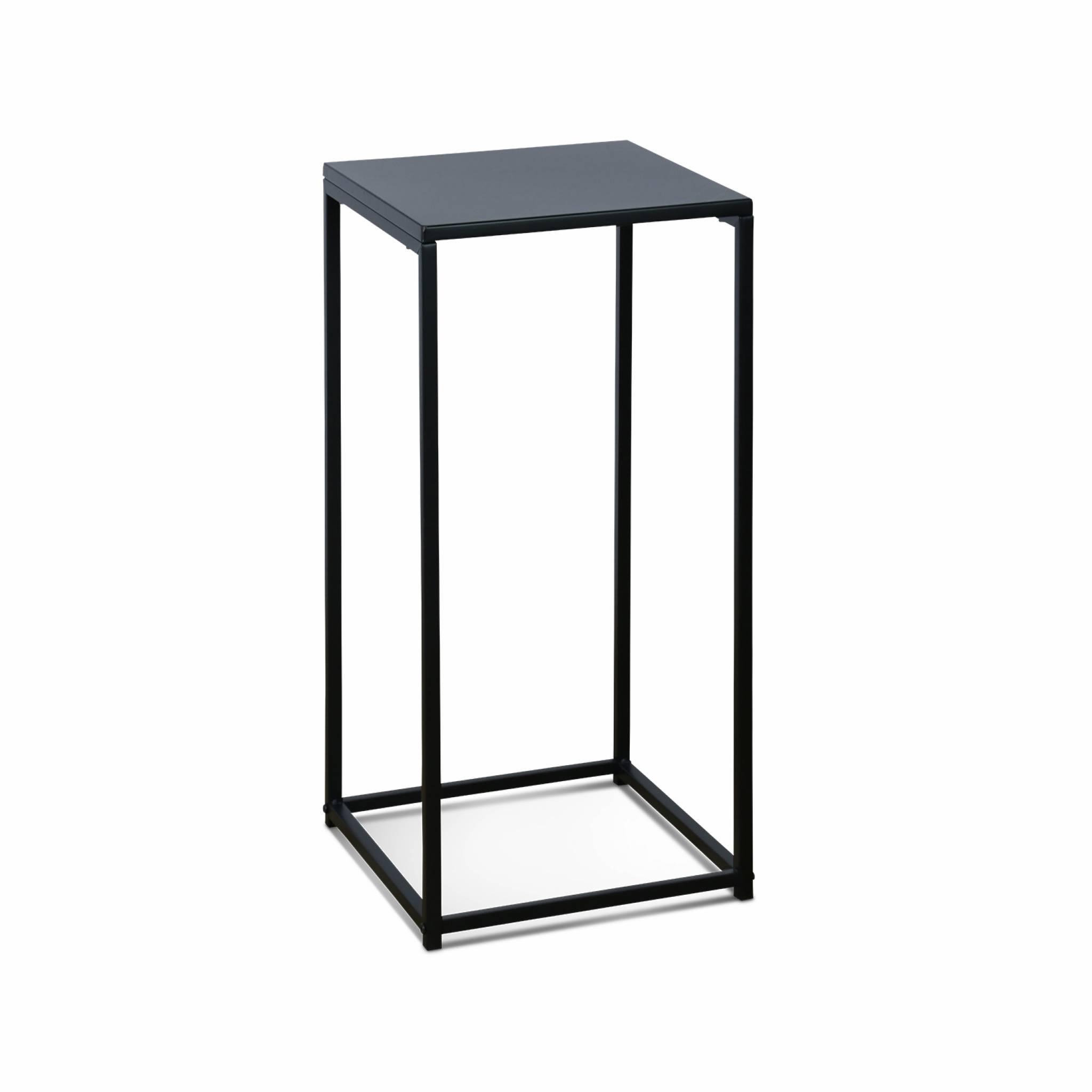 Voir la diapositive 4 : SWEEEK Lot de 2 tables d'appoint gigognes noires - Industrielle - bouts de canapé 34x34x74cm / 30x30x54cm