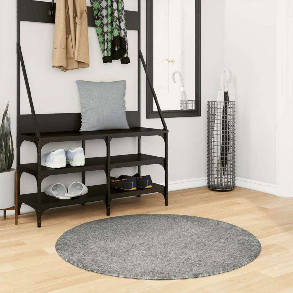 VIDAXL Tapis shaggy PAMPLONA poils longs moderne vert Ø 100 cm