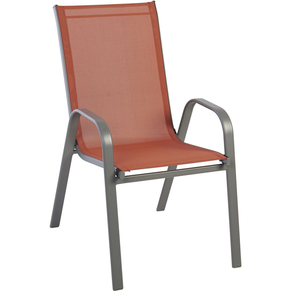 GARDENSTAR Fauteuil de jardin empilable - Acier/textilène - Terracotta