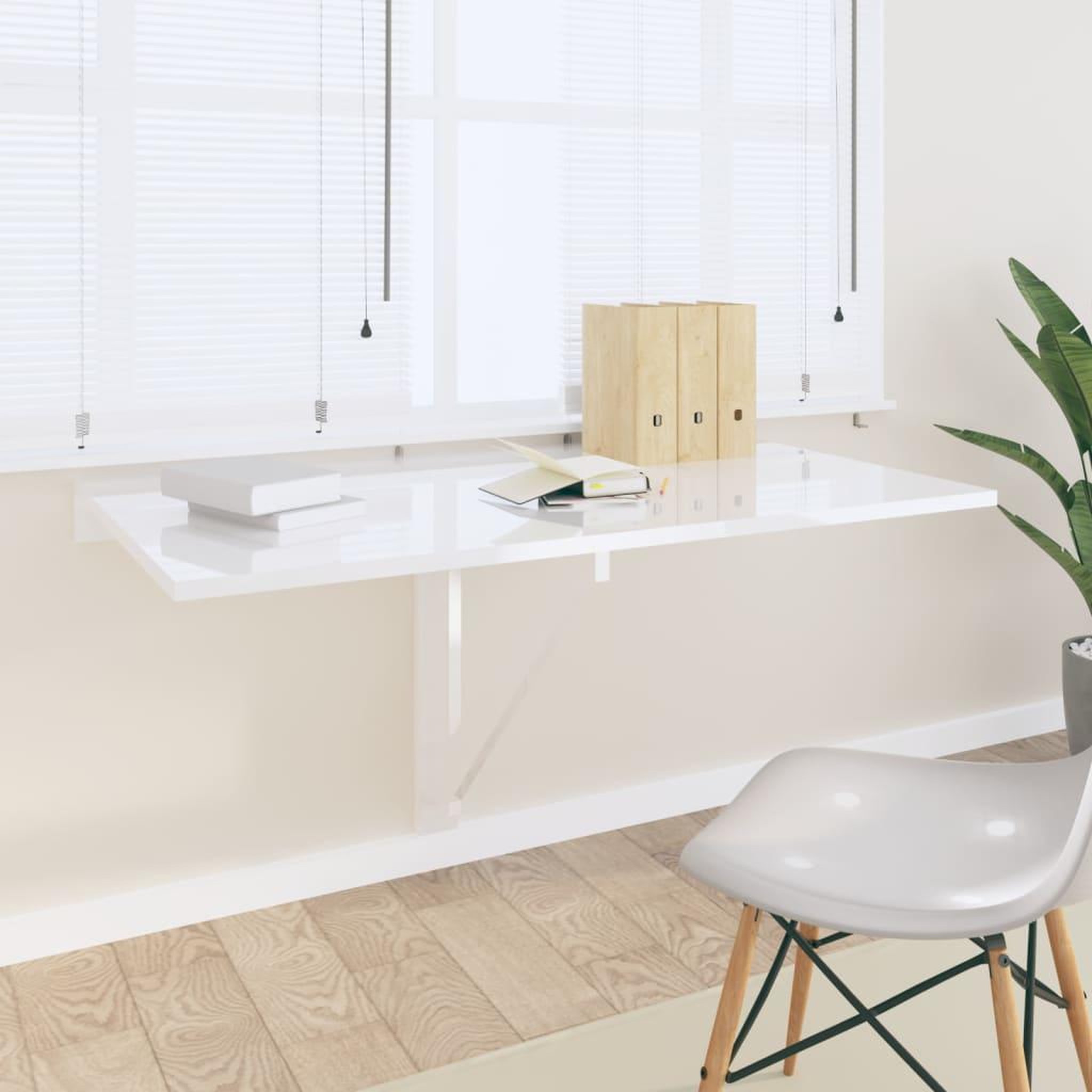 VIDAXL Table murale pliable Blanc brillant 100x60x56cm Bois ingenierie