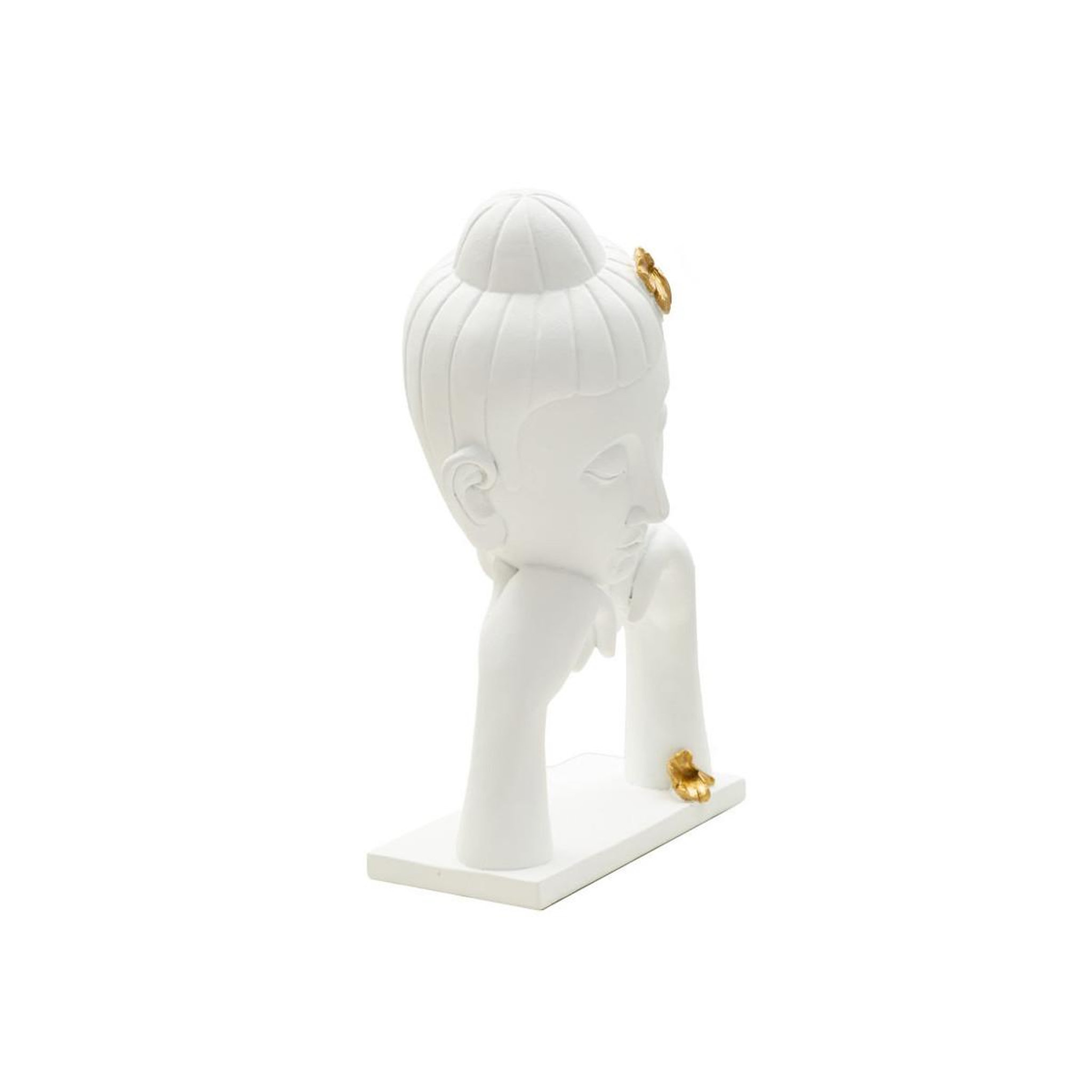 Voir la diapositive 2 : Paris Prix Statuette déco en résine  bouddha mains  36cm blanc