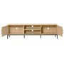 Voir la diapositive 4 : BEST MOBILIER Nagato - meuble tv - cannage et effet bois - 2 portes et 2 niches -180 cm