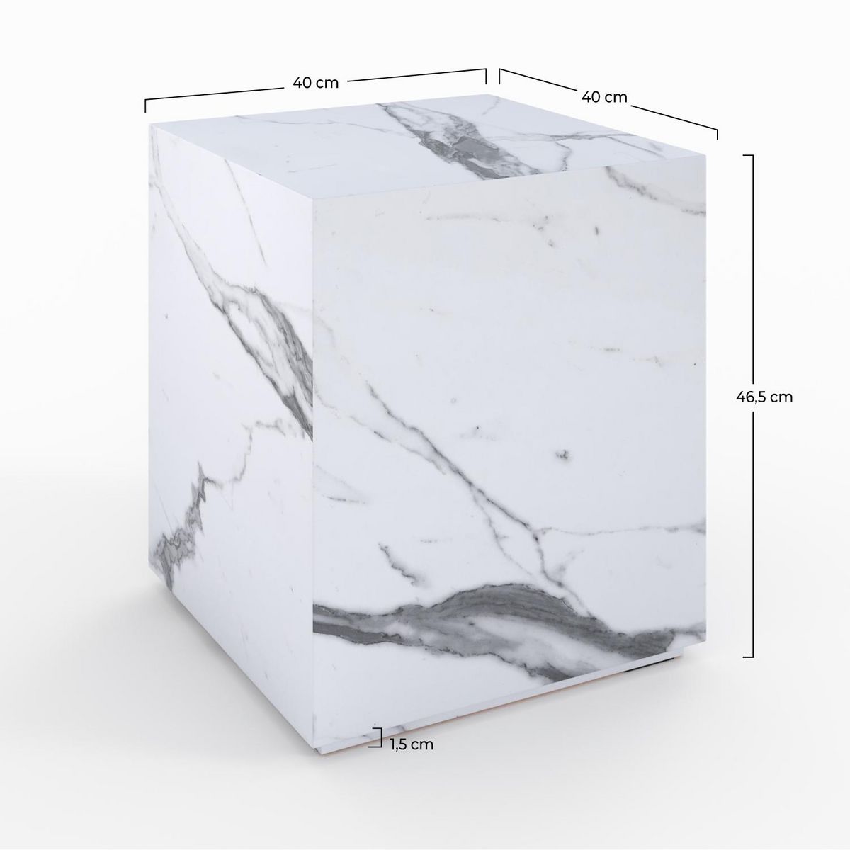 Rendez vous déco Table d'appoint effet marbre blanche - Lison