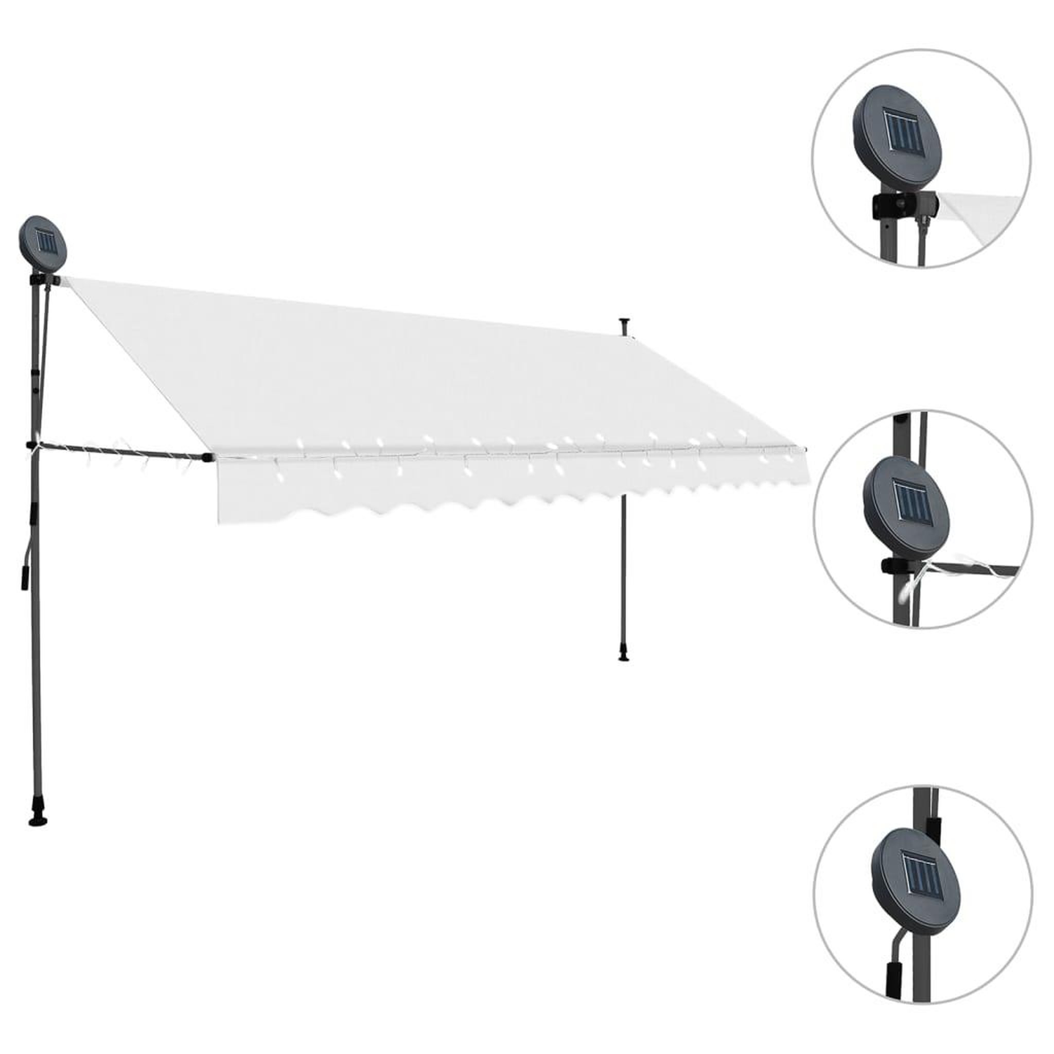 Voir la diapositive 3 : VIDAXL Auvent manuel retractable avec LED 350 cm Creme