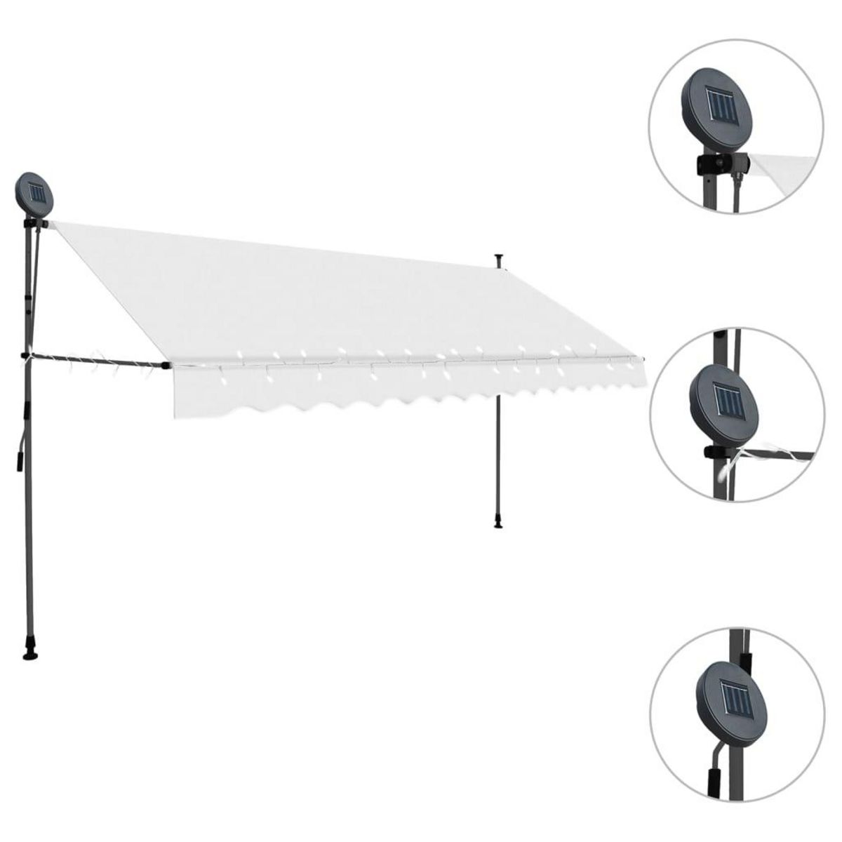 VIDAXL Auvent manuel retractable avec LED 350 cm Creme