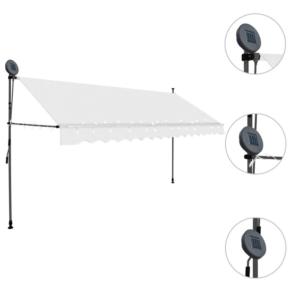 VIDAXL Auvent manuel retractable avec LED 350 cm Creme