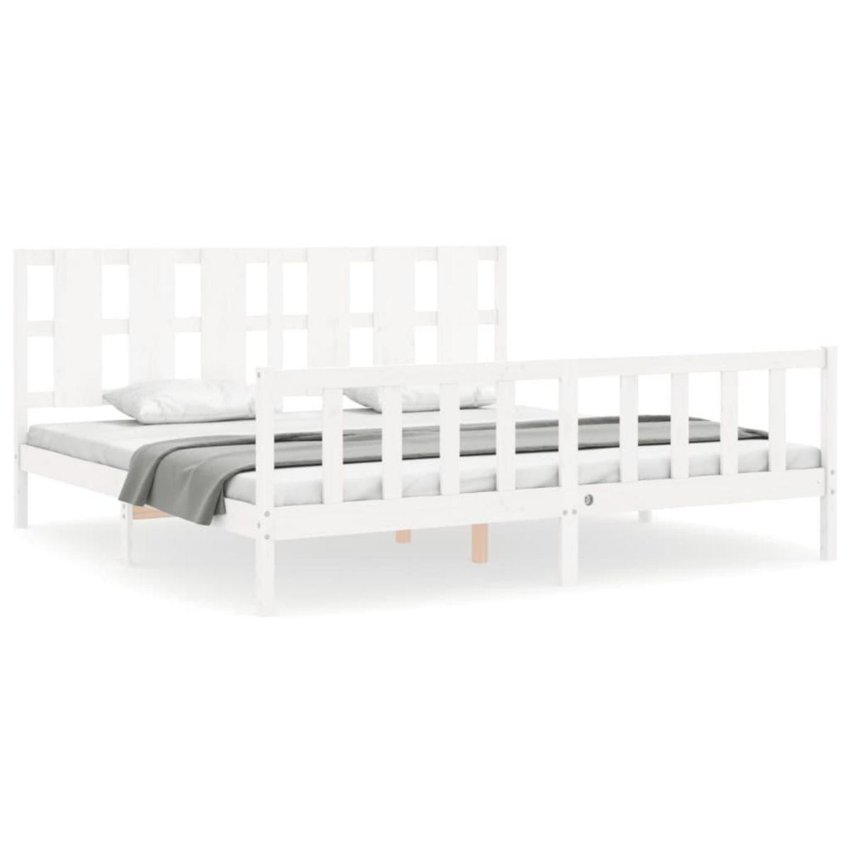 VIDAXL Cadre de lit sans matelas blanc bois de pin massif