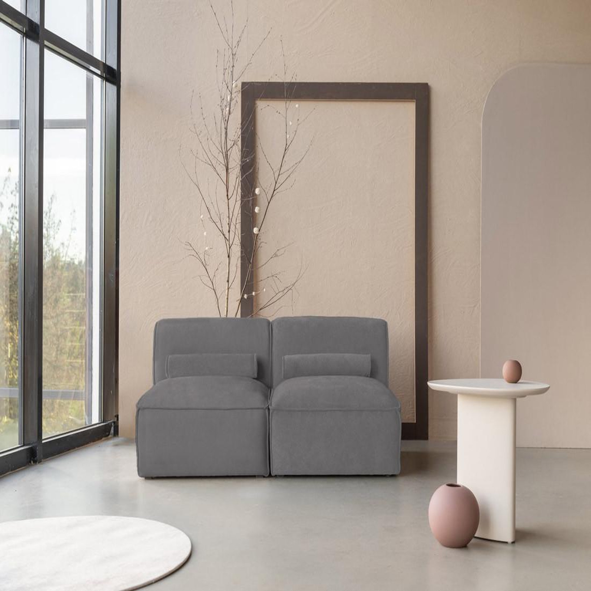 Voir la diapositive 4 : BEST MOBILIER Felix - canapé modulable 2 places en tissu texturé