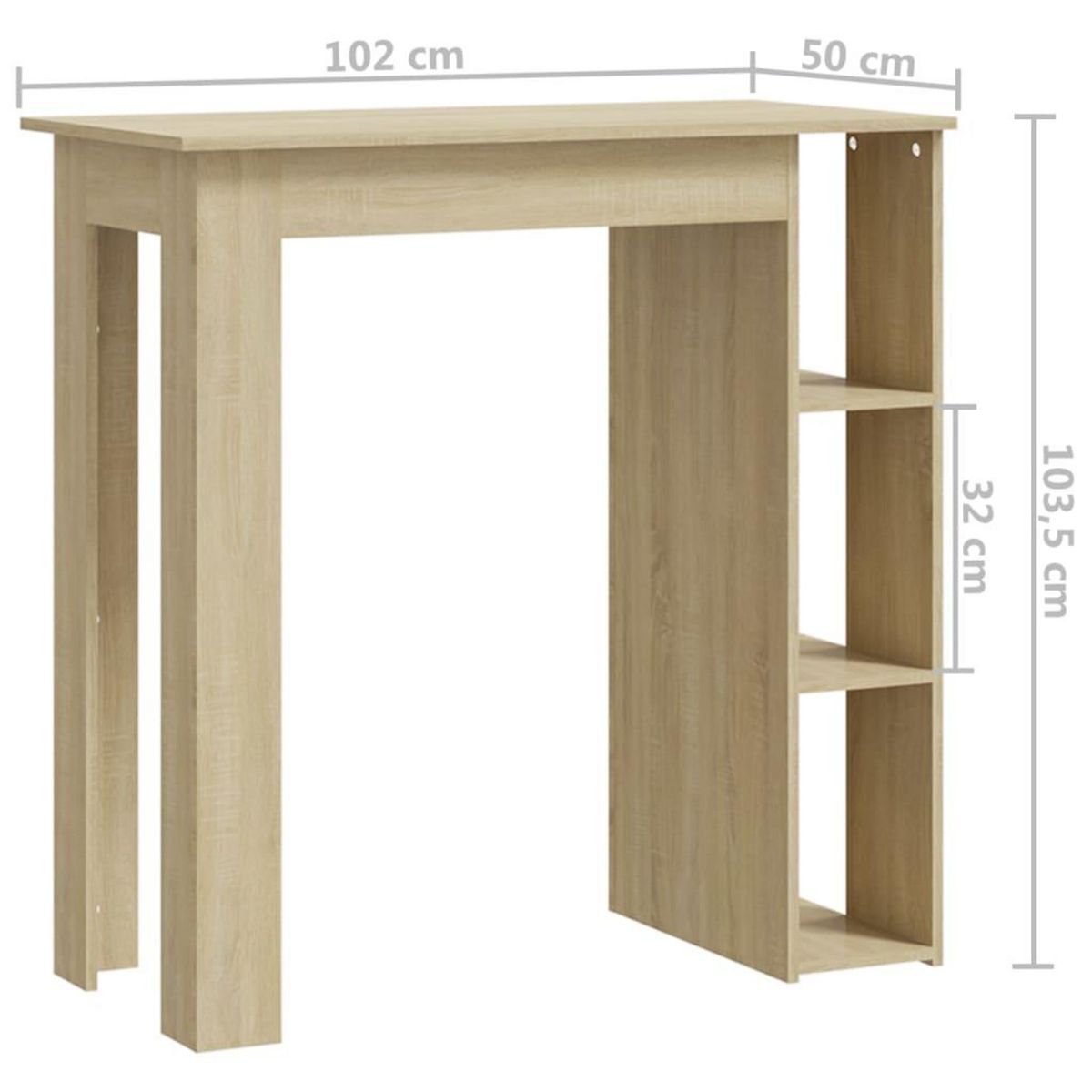VIDAXL Table de bar avec etagere Chene sonoma Bois d'ingenierie
