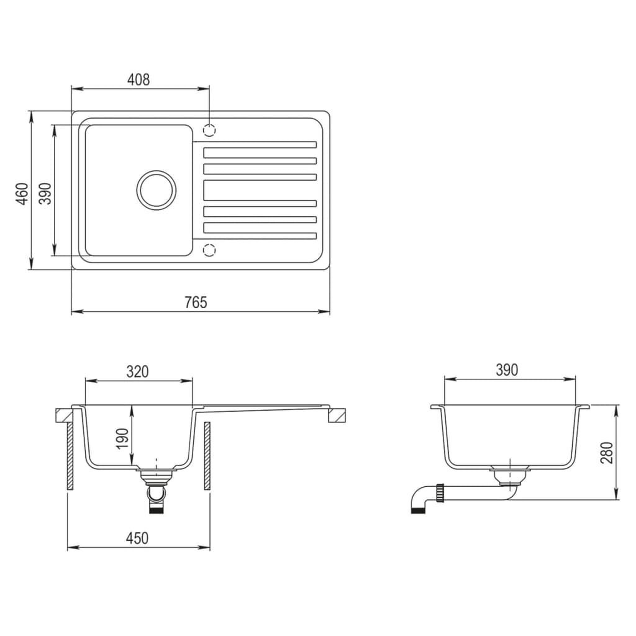 Voir la diapositive 6 : VIDAXL Evier de cuisine en granite avec egouttoir reversible Noir