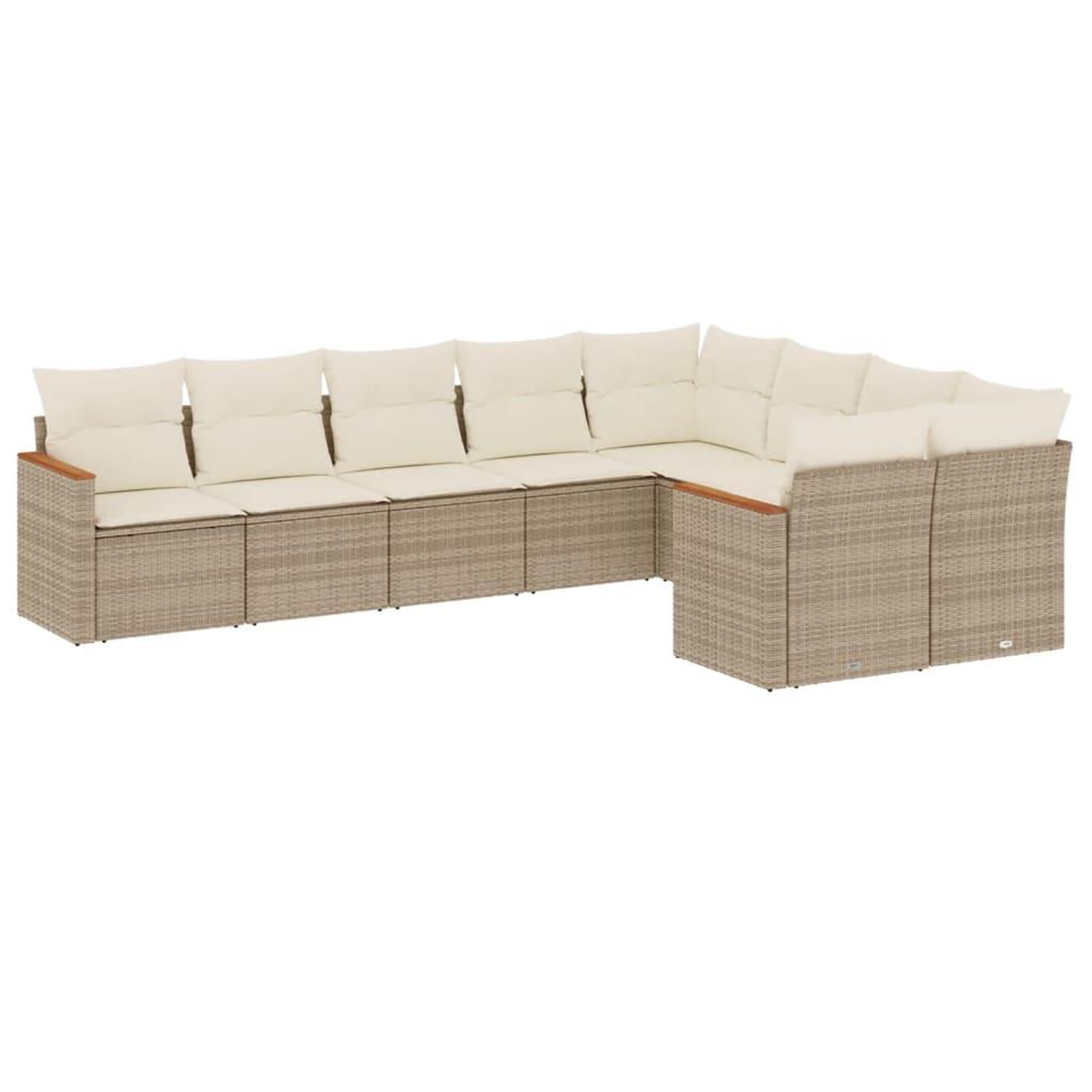 Voir la diapositive 2 : VIDAXL Salon de jardin avec coussins 9 pcs beige resine tressee
