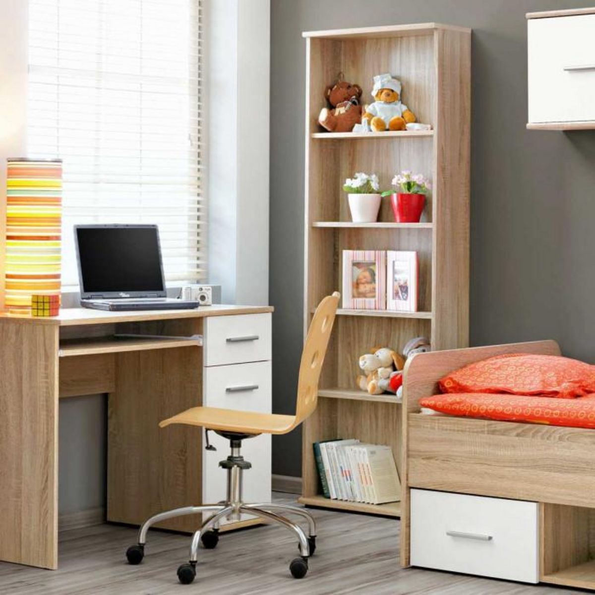 Paris Prix Chambre Complète Enfant 4P  Dino III  Chêne & Blanc