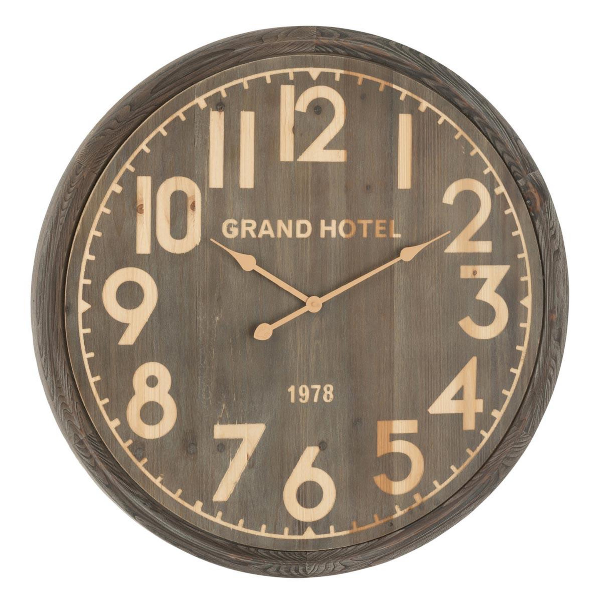 J-LINE Horloge murale en bois  grand hotel  79cm marron