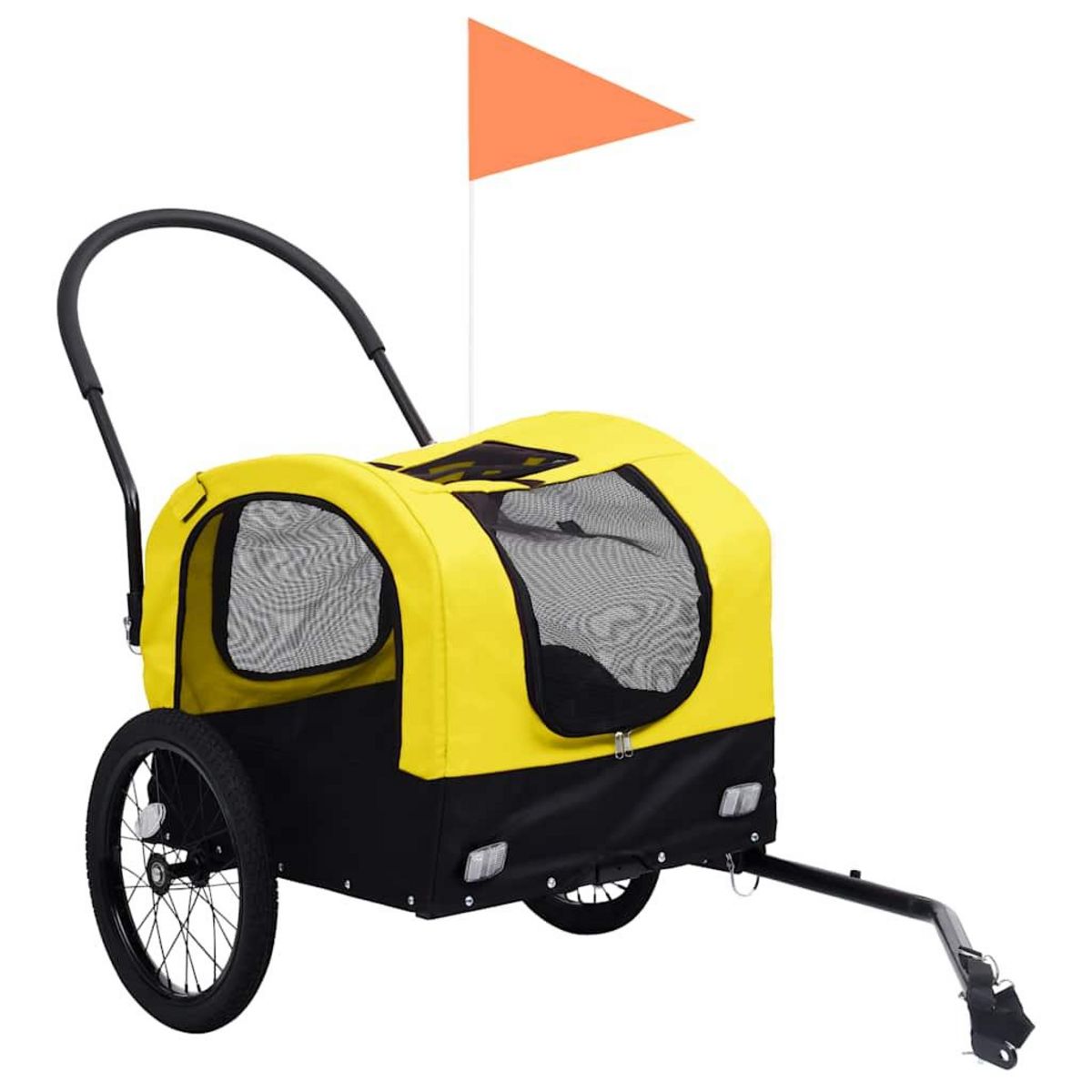 VIDAXL Remorque de velo pour chiens et poussette 2-en-1 jaune et noir