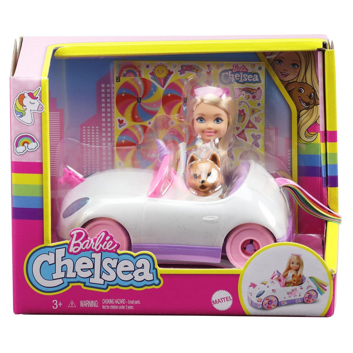 BARBIE Poupée Barbie Chelsea et sa décapotable licorne