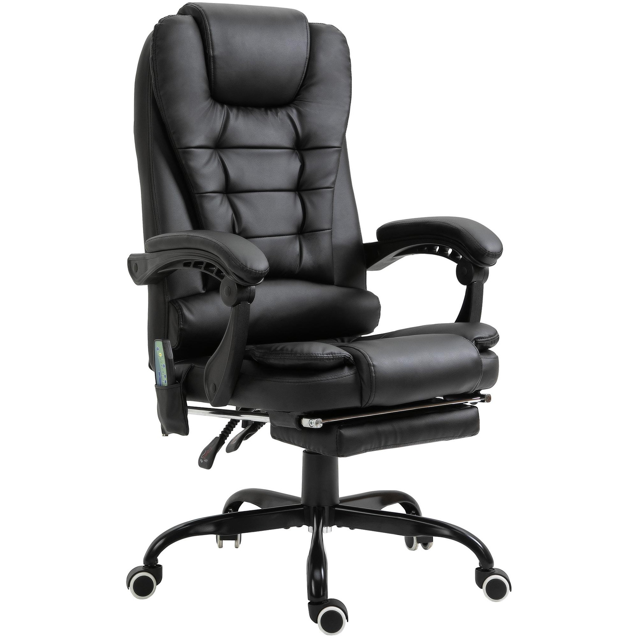 VINSETTO Vinsetto Fauteuil de bureau direction massant hauteur réglable dossier inclinable repose-pied + coussin lombaires intégrés revêtement synthétique noir