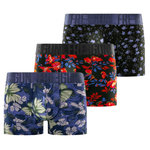 FREEGUN Lot de 3 boxers homme Flowers. Coloris disponibles : Rouge