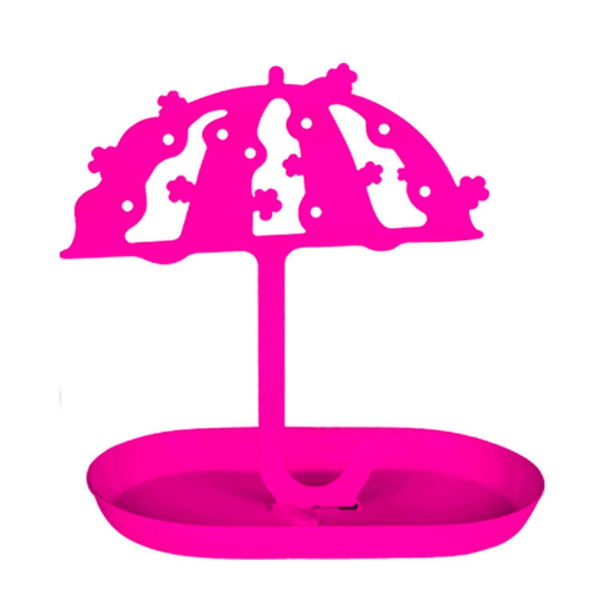 SUD TRADING Porte bijoux avec coupelle Parapluie - 4 Paires de boucles d'oreilles. Coloris disponibles : Rose
